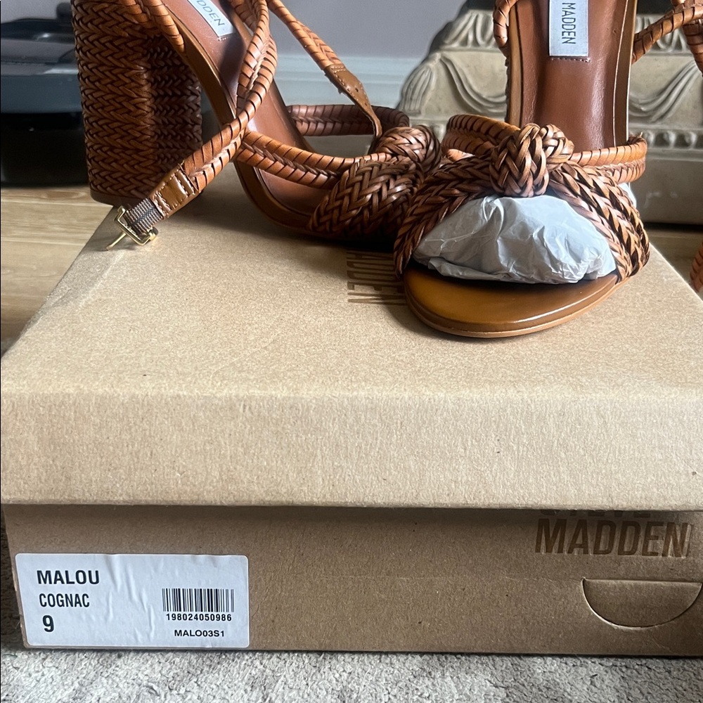 Steve Madden Cognac Braided Heels